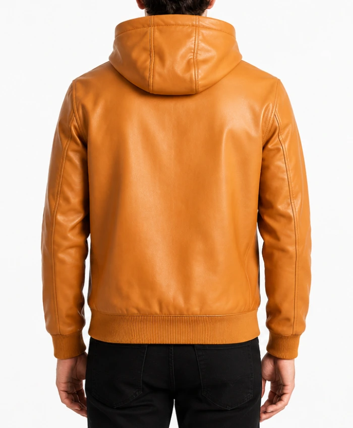 Kenton Hooded Brown Leather Pullover Jacket