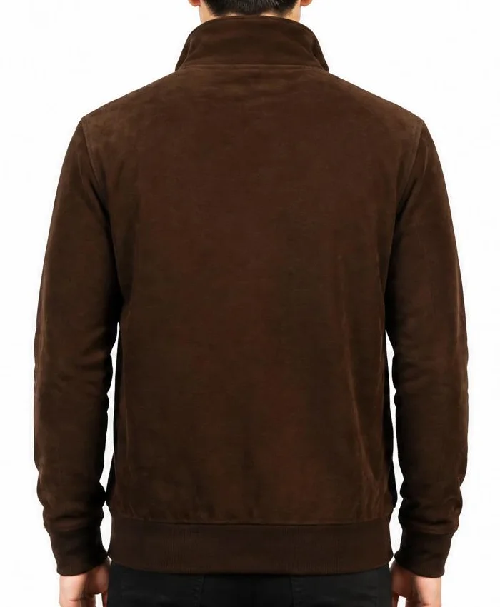Kenton Hooded Mocha Suede Pullover Jacket For Men