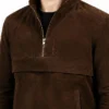 Kenton Hooded Mocha Suede Pullover Jacket Men