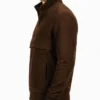 Kenton Hooded Mocha Suede Pullover Jacket Mens