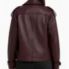 Womens Leather Look Bomber Brown Trench Coat