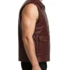 Maroon Genuine Leather Biker Vest Mens