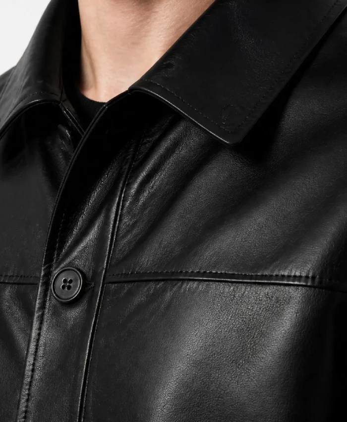 Men Bristol Black Lambskin 3-4 Length Car Coat