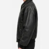 Men Waxed Leather Oversized Black Bomber Drop Shoulder Jacket