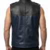 Asymmetric Zipper Two Tone Leather Vest