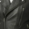 Men's Black Lambskin Asymmetrical Biker Jacket with Belt