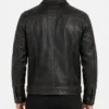 Mens Black Distressed Real Leather Trucker Jacket