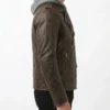 Mens Bramlock Biker Leather jacket with Hoodie