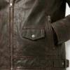 Mens Bramlock Leather Biker jacket with Hoodie