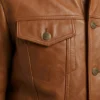 Mens Brown Leather Trucker Jacket