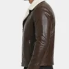 Mens Brown Leather White Fur Jacket