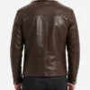Mens Brown Leather Jacket with White Fur