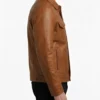 Mens Brown Leather Trucker Jacket for sale