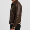 Buy Mens Brown Varsity Real Leather Jacket