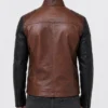Mens Cafe Racer Brown and Black Leather Jacket