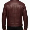 Burgundy Trucker Leather Jacket for Men