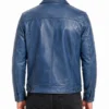 Classic Mens Blue Washed Leather Jacket