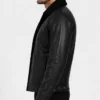 Mens Cognac Black Real Leather Trucker Jacket Sherpa Lined