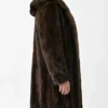 Closeup image of Mens Dark Brown Fur Coat