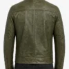 Mens Distressed Green Biker Leather Jacket