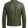 Mens Green Distressed Leather Biker Jacket