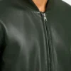 Mens Leather Bomber Green Jacket