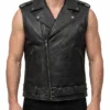 Black Mens Motorcycle Leather Vest