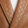 Mens Quilted Shawl Collar Brown Leather Blazer