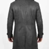 Men's Shearling Collar Leather Trench Long Coat