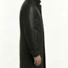 Black Single Breasted Leather Trench Coat