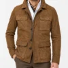 Slim Fit Brown Suede Leather Jacket for Mens
