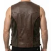 Mens Suede Motorcycle Biker Vest with Braided Design