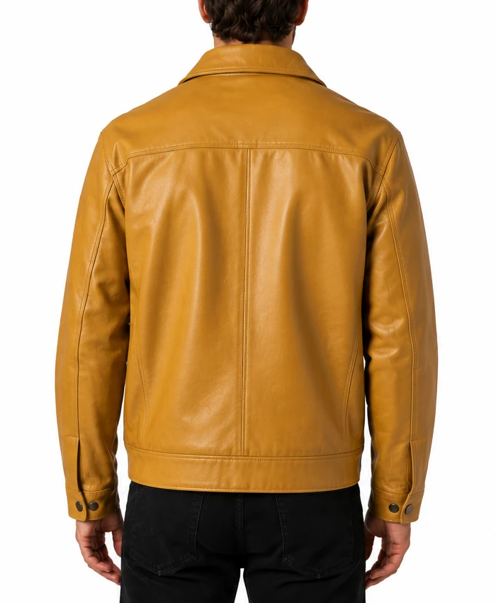 Mens Mustard Yellow Waxed Leather Jacket