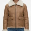 Tan Nymeria Suede Shearling Jacket
