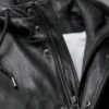 Onyx Black Hooded Leather Jacket for mens