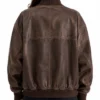 Womens Oversized Brown Leather Bomber