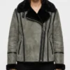 Shop Paracosm Grey Suede Shearling Jacket