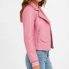 Pink Biker Style Leather Jacket Womens