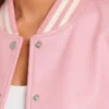 Pink Leather Varsity Jacket Women