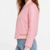 Pink Leather Varsity Jacket Womens