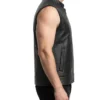 Quilted Shoulder Biker Leather Vest For Mens
