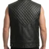 Mens Quilted Shoulder Biker Leather Vest