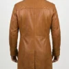 Mens Quilted Shoulder Wide Lapel Collar Trench Leather Coat