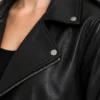 Real Leather Black Asymmetrical Biker Style Jacket For Women