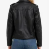 Womens Real Leather Black Asymmetrical Biker Style Jacket