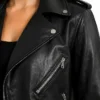 Rita Asymmetrical Black Leather Biker Style Jacket For Women