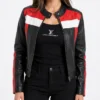 Womens Scarlet Cafe Racer Color Block Jacket