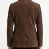 Brown Suede Leather Blazer for Womens