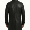 Mens Single Breasted Black Leather Trench Coat