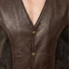 Suede Motorcycle Biker Vest with Braided Design For Men
